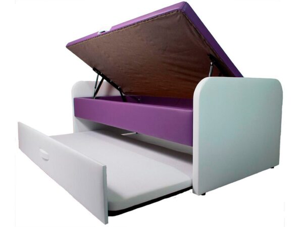 cama nido canapé abatible con apertura lateral arcón de almacenaje y cama inferior