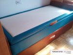 Entrega cama nido canape abatible azul claro y cuero